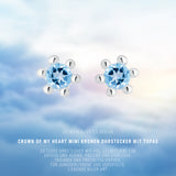 Crown of my Heart Mini Kronen Ohrstecker aus Silber mit Topas