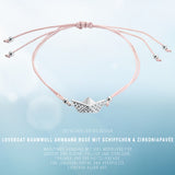 Loveboat Baumwoll Armband rosé mit Schiffchen aus Silber und Zirkoniapavée