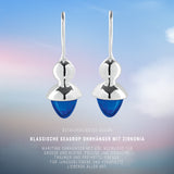 Seadrop klassische Ohrhänger mit Schwanenhals aus Silber und dunkelblauem Zirkonia