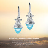 Seadrop Seestern Ohrhänger mit Schwanenhals aus Silber und hellblauem Zirkonia