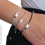 Loveboat Baumwoll Armband rosé mit Schiffchen aus Silber und Zirkoniapavée