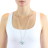 Sealife großer Seestern Anhänger aus Silber mit Zirkoniapavée und Brandlack