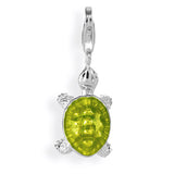 Sealife Charm Schildkröte aus Silber mit grünem Brandlack und Karabiner