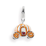 Märchen Charm Kürbiskutsche aus Silber mit Brandlack und Karabiner