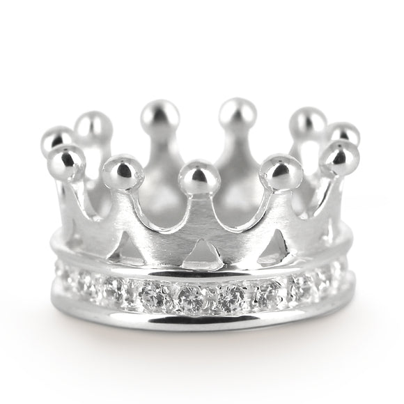 Crown of my Heart Kronen Ring aus Silber mit weißem Zirkoniapavée