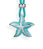 Sealife großer Seestern Anhänger aus Silber mit Zirkoniapavée und Brandlack