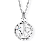 Glaube Liebe und Hoffnung kleiner Anhänger aus Silber mit blauem Topas