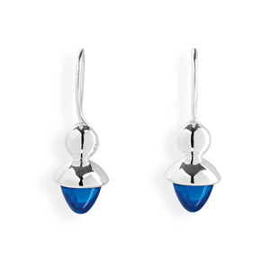 Seadrop klassische Ohrhänger mit Schwanenhals aus Silber und dunkelblauem Zirkonia