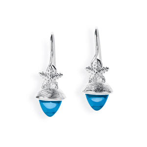 Seadrop Seestern Ohrhänger mit Schwanenhals aus Silber und hellblauem Zirkonia