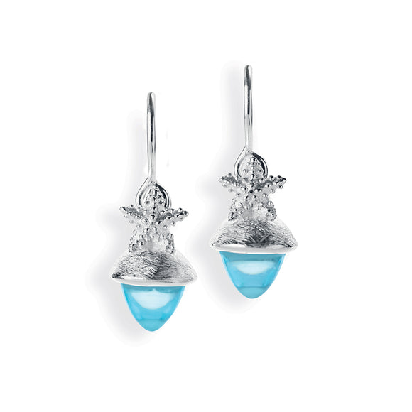Seadrop Seestern Ohrhänger mit Schwanenhals aus Silber und hellblauem Zirkonia