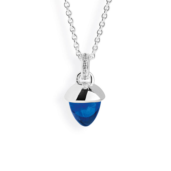 Seadrop klassik Anhänger aus Silber mit dunkelblauem Zirkonia und weißem Zirkoniapavée