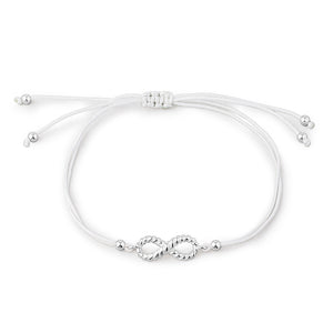 Seaside Baumwoll Armband grau mit Infinity Symbol aus Silber