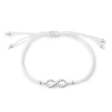 Seaside Baumwoll Armband grau mit Infinity Symbol aus Silber