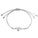 Möwe Baumwoll Armband grau mit Möwe aus Silber