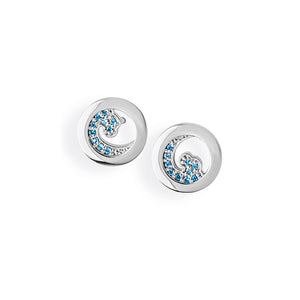 Die perfekte Welle Ohrstecker aus Silber mit blauem Zirkoniapavée