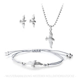 Möwe Baumwoll Armband grau mit Möwe aus Silber