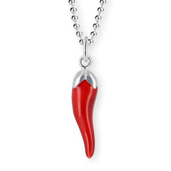 Hot Chili Anhänger aus Silber mit rotem Brandlack