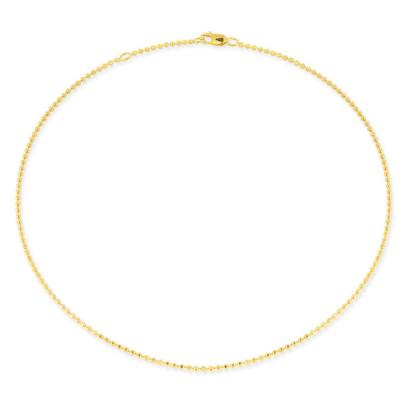 Stabile facettierte Kugelkette 1,8 mm aus Silber goldplattiert in der Länge 45 cm und 42 cm mit Karabiner