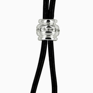 Durchzieher für Lederband aus Silber mit weissem Zirkoniapavée
