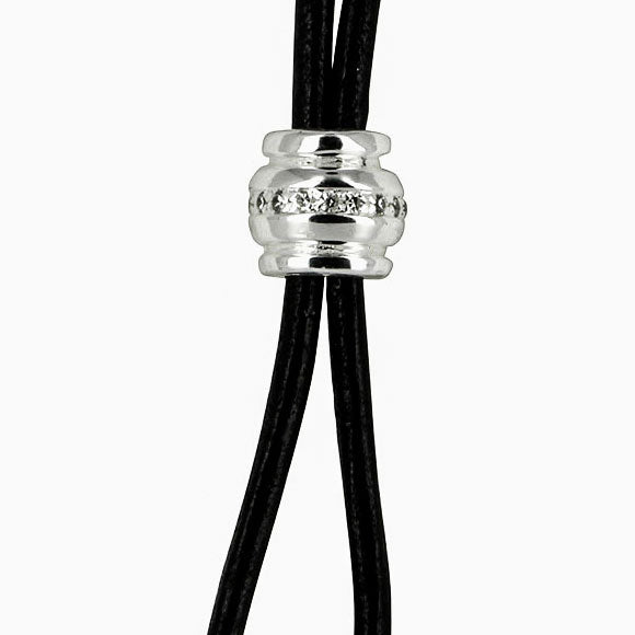 Durchzieher für Lederband aus Silber mit weissem Zirkoniapavée