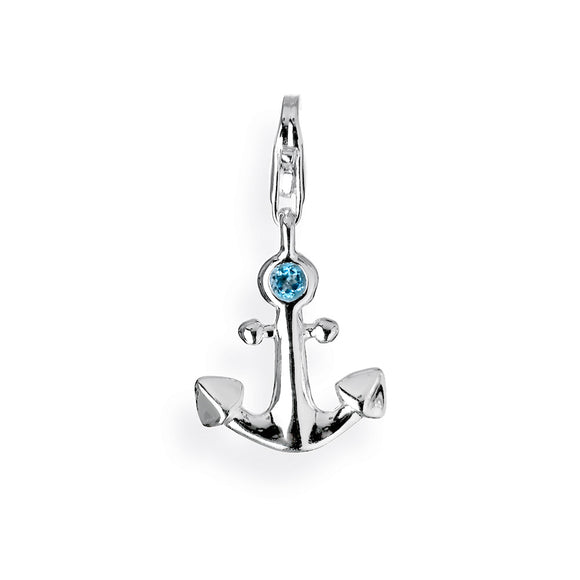 Sealife Charm Anker aus Silber mit Topas und Karabiner