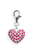 Heart Charm Herz aus Silber mit rotem Zirkoniapavée und Karabiner