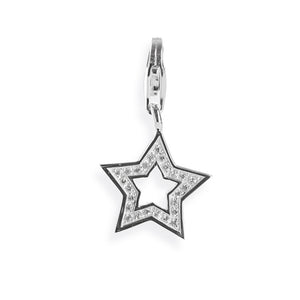 Stern Charm Schlüssel mit Zirkoniapavèe und Karabiner
