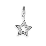 Stern Charm Schlüssel mit Zirkoniapavèe und Karabiner
