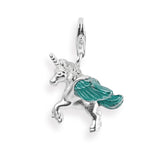 Charm Pegasus aus Silber mit Brandlack und Karabiner