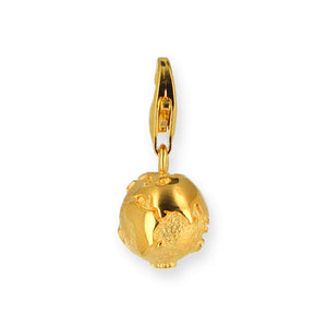 Weltenbummler Charm Weltkugel aus Silber goldplattiert mit Karabiner