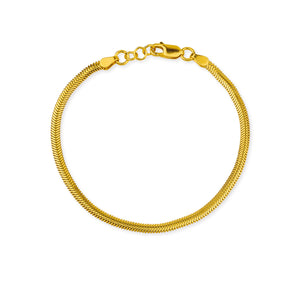 Schlangenketten Armband aus Silber goldplattiert in der Länge 20 cm mit Karabiner