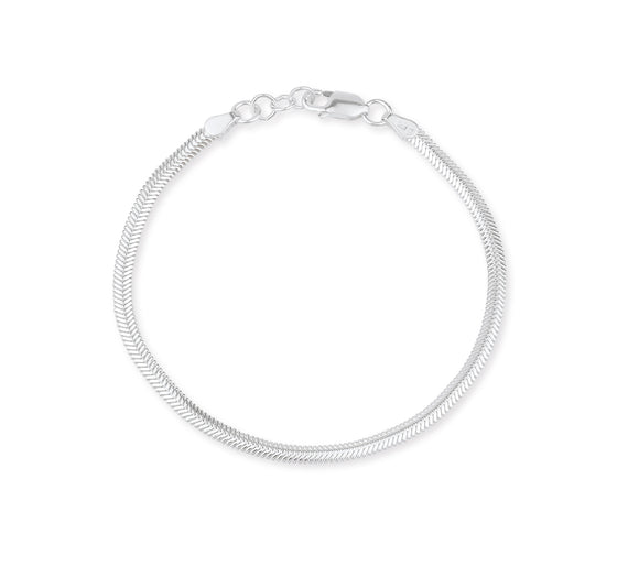 Schlangenketten Armband aus Silber in der Länge 20 cm mit Karabiner