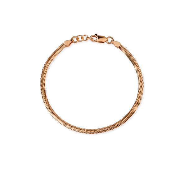 Schlangenketten Armband aus Silber rotgoldplattiert in der Länge 20 cm mit Karabiner