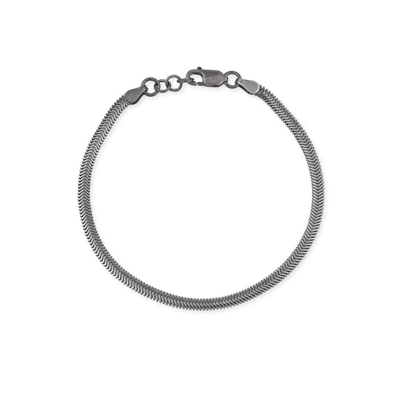 Schlangenketten Armband aus Silber geschwärzt in der Länge 20 cm mit Karabiner