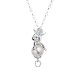 Carrier für Charms aus Silber mit Engel und weißer Muschelkernperle