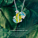Chameleon Anhänger aus Silber mit Brandlack