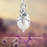 Froggy kleiner Frosch Anhänger aus Silber mit weißer Muschelkernperle