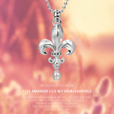 F´lys Lilien Anhänger aus Silber mit schwarzem Zirkoniapavée und weißer Süßwasserperle