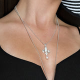 F´lys Lilien Anhänger aus Silber mit schwarzem Zirkoniapavée und weißer Süßwasserperle