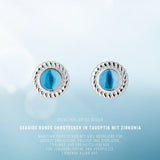 Seaside runde Ohrstecker in Tauoptik aus Silber mit blauem Zirkonia