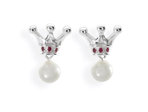 Crown of my Heart Kronen Ohrstecker aus Silber mit Rhodolith