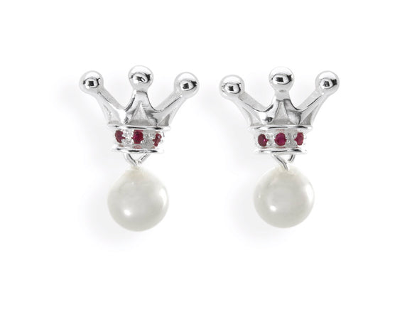 Crown of my Heart Kronen Ohrstecker aus Silber mit Rhodolith