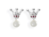 Crown of my Heart Kronen Ohrstecker aus Silber mit Rhodolith