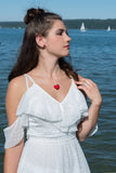 Crown of my Heart großer Herz Anhänger aus Silber mit Brandlack
