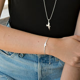 Möwe Baumwoll Armband grau mit Möwe aus Silber