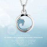 Die perfekte Welle großer Anhänger aus Silber mit blauem Zirkoniapavée