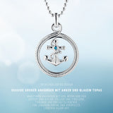 Seaside großer Anhänger mit beweglichem Anker aus Silber und blauem Topas
