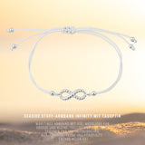 Seaside Baumwoll Armband grau mit Infinity Symbol aus Silber
