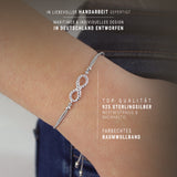 Seaside Baumwoll Armband grau mit Infinity Symbol aus Silber