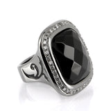 Mac Beth  Ring aus Silber geschwärzt mit schwarzem Achat und weißem Zirkoniapavée
